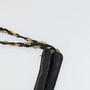 BALLY Chain Shoulder Bag Leather Black Gold Auth BA9958-8