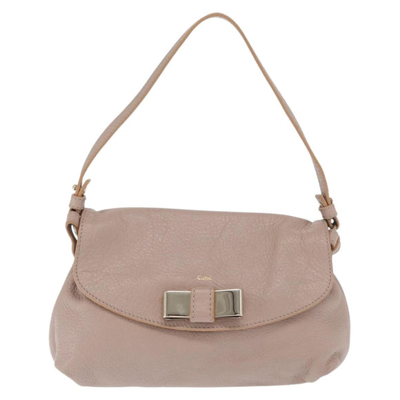 Chloe Hand Bag Leather 2way Beige Gold Auth BA9959