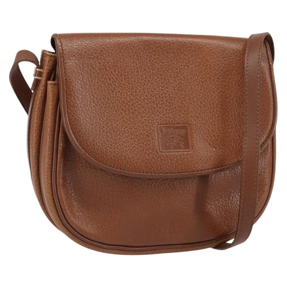 Burberrys Shoulder Bag Leather Brown Gold Auth BA9960
