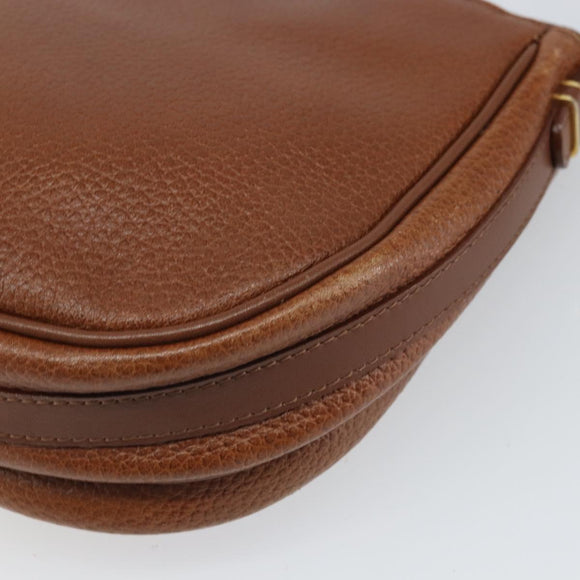 Burberrys Shoulder Bag Leather Brown Gold Auth BA9960