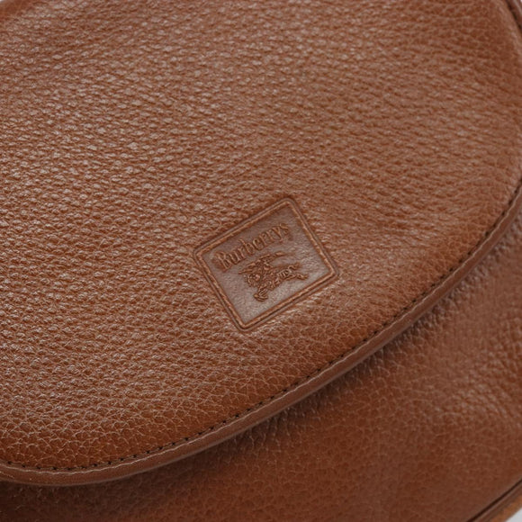 Burberrys Shoulder Bag Leather Brown Gold Auth BA9960