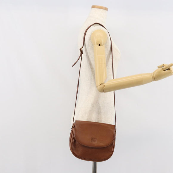 Burberrys Shoulder Bag Leather Brown Gold Auth BA9960