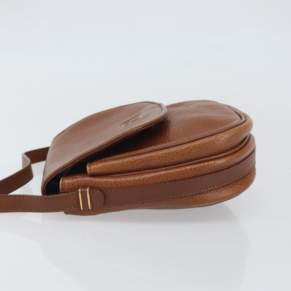Burberrys Shoulder Bag Leather Brown Gold Auth BA9960