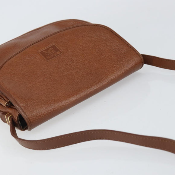 Burberrys Shoulder Bag Leather Brown Gold Auth BA9960