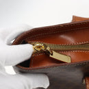 CELINE Macadam Canvas Tote Bag PVC Leather Brown Gold Auth BA9962-9