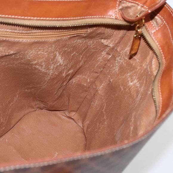 CELINE Macadam Canvas Tote Bag PVC Leather Brown Gold Auth BA9962