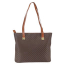 CELINE Macadam Canvas Tote Bag PVC Leather Brown Gold Auth BA9962-13