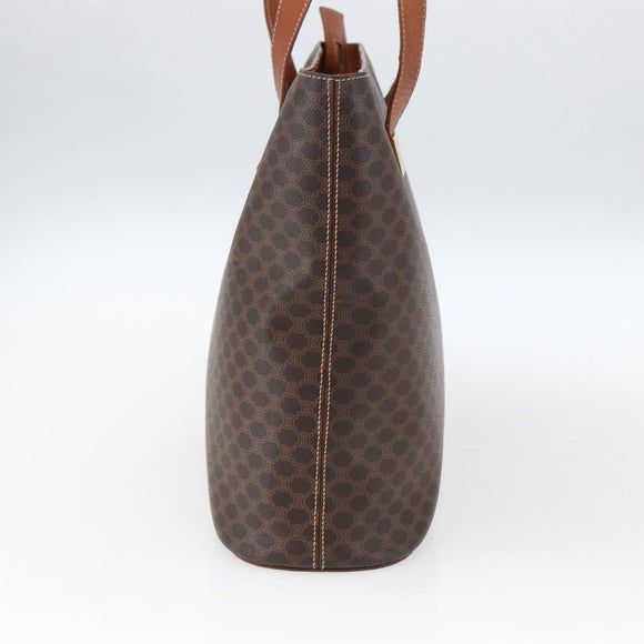 CELINE Macadam Canvas Tote Bag PVC Leather Brown Gold Auth BA9962