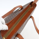 CELINE Macadam Canvas Tote Bag PVC Leather Brown Gold Auth BA9962-6