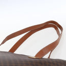 CELINE Macadam Canvas Tote Bag PVC Leather Brown Gold Auth BA9962-14