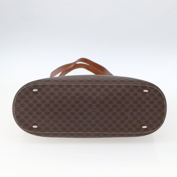 CELINE Macadam Canvas Tote Bag PVC Leather Brown Gold Auth BA9962