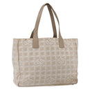 CHANEL New Travel Line Tote Bag Nylon Beige Gold CC Auth BA9963-1