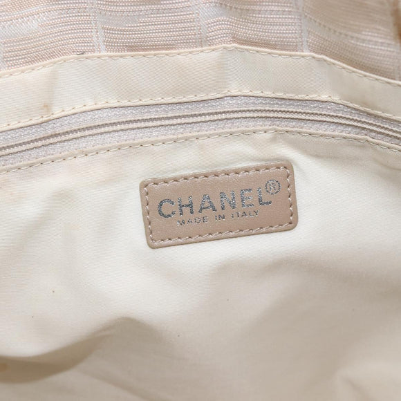 CHANEL New Travel Line Tote Bag Nylon Beige Gold CC Auth BA9963