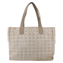 CHANEL New Travel Line Tote Bag Nylon Beige Gold CC Auth BA9963-13