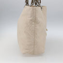 CHANEL Tote Bag Canvas Beige Silver CC Auth BA9964-3