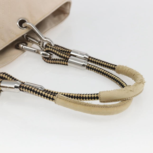 CHANEL Tote Bag Canvas Beige Silver CC Auth BA9964