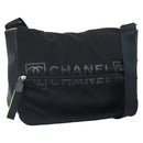 CHANEL Sports Line Shoulder Bag Nylon Black CC Auth BA9965-1