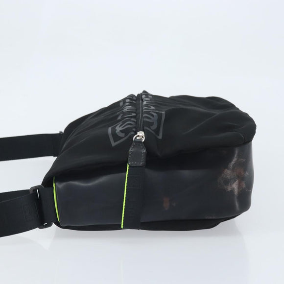 CHANEL Sports Line Shoulder Bag Nylon Black CC Auth BA9965