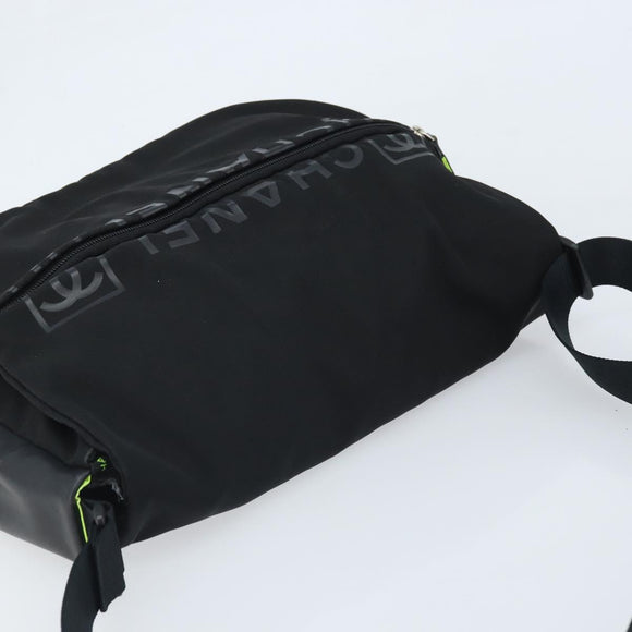 CHANEL Sports Line Shoulder Bag Nylon Black CC Auth BA9965