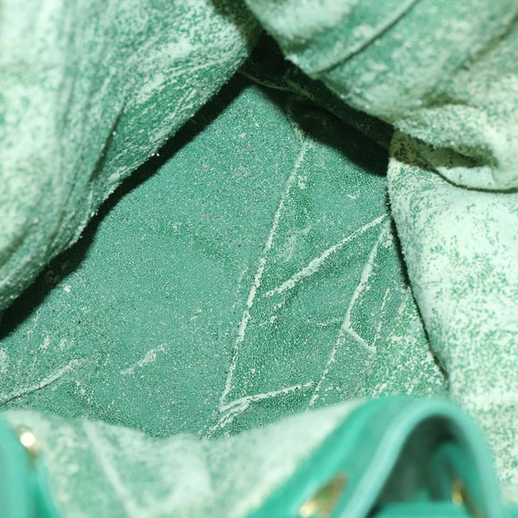 CHANEL Chain Shoulder Bag Lamb Skin Green Gold CC Auth BA9966