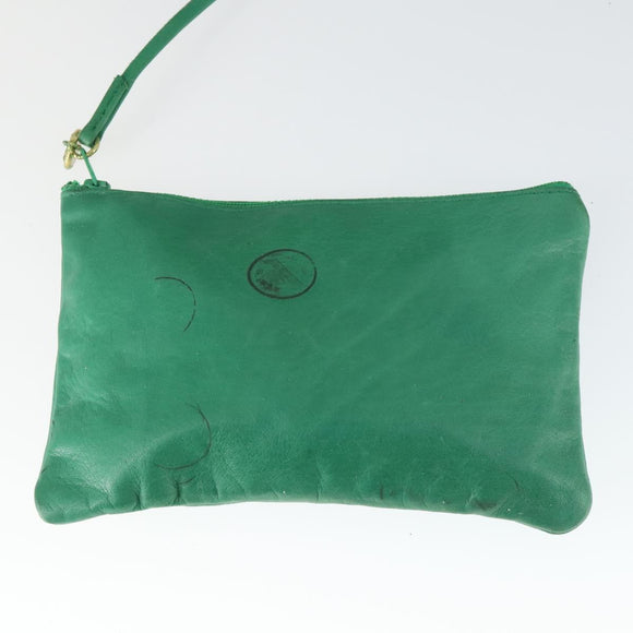 CHANEL Chain Shoulder Bag Lamb Skin Green Gold CC Auth BA9966