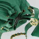 CHANEL Chain Shoulder Bag Lamb Skin Green Gold CC Auth BA9966-6