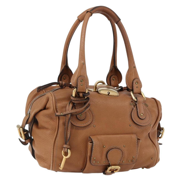 Chloe Paddington Hand Bag Leather Brown Gold Silver Auth BA9967V