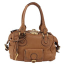 Chloe Paddington Hand Bag Leather Brown Gold Silver Auth BA9967V-13
