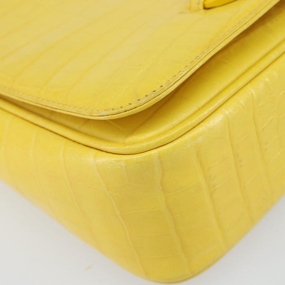 Salvatore Ferragamo Shoulder Bag Leather Yellow Gold Auth BA9970