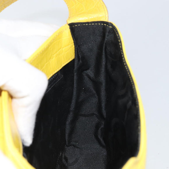 Salvatore Ferragamo Shoulder Bag Leather Yellow Gold Auth BA9970