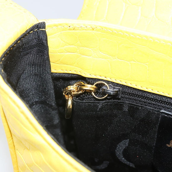 Salvatore Ferragamo Shoulder Bag Leather Yellow Gold Auth BA9970