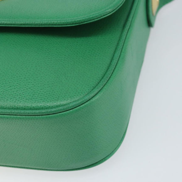 MCM Shoulder Bag Leather Green Gold Auth BA9971