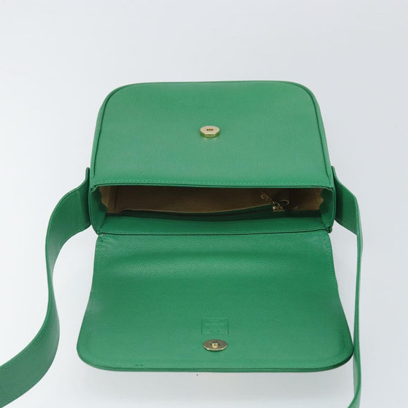 MCM Shoulder Bag Leather Green Gold Auth BA9971