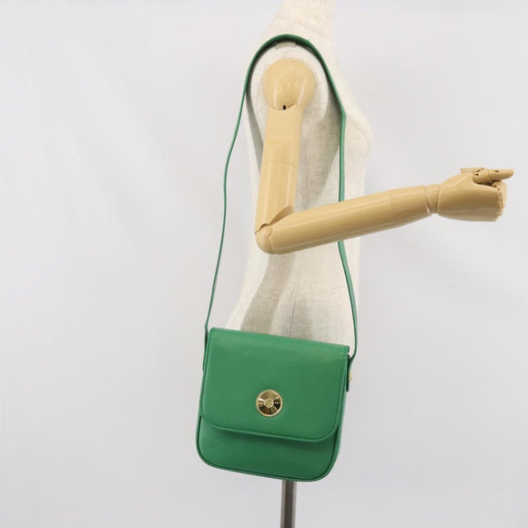 MCM Shoulder Bag Leather Green Gold Auth BA9971
