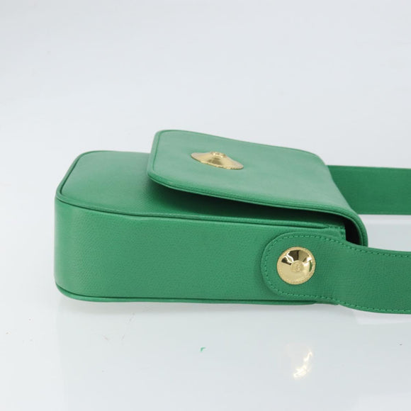 MCM Shoulder Bag Leather Green Gold Auth BA9971