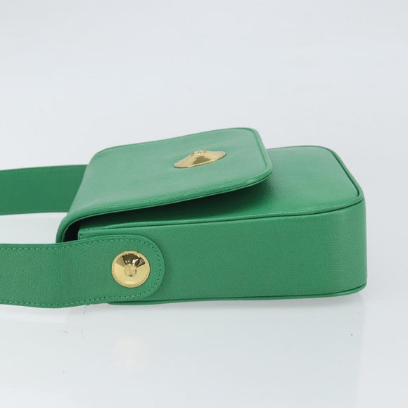 MCM Shoulder Bag Leather Green Gold Auth BA9971