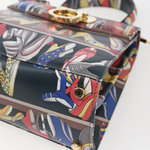 Salvatore Ferragamo Gancini Bag Leather 2way Multicolor Gold Auth BA9972V