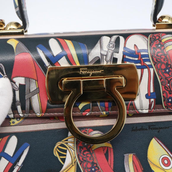 Salvatore Ferragamo Gancini Bag Leather 2way Multicolor Gold Auth BA9972V