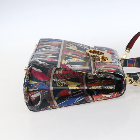 Salvatore Ferragamo Gancini Bag Leather 2way Multicolor Gold Auth BA9972V