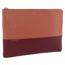 CELINE Pouch Leather Red Gold Auth BA9976-1