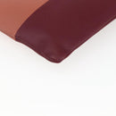 CELINE Pouch Leather Red Gold Auth BA9976-16