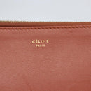 CELINE Pouch Leather Red Gold Auth BA9976-8
