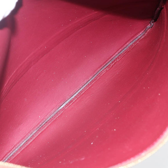 CELINE Pouch Leather Red Gold Auth BA9976