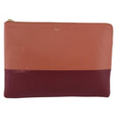 CELINE Pouch Leather Red Gold Auth BA9976-13