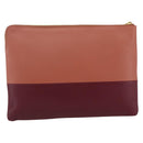 CELINE Pouch Leather Red Gold Auth BA9976-2