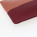 CELINE Pouch Leather Red Gold Auth BA9976-14