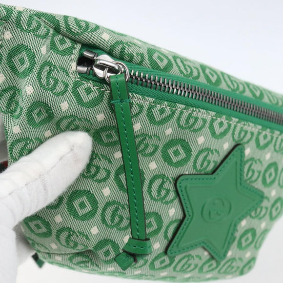 GUCCI Children's Sherry Line Waist bag Canvas Green Silver 502095 Auth BA9977V