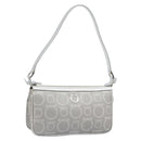 Salvatore Ferragamo Hand Pouch Leather PVC Silver Auth BA9978V-1