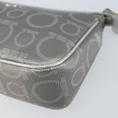 Salvatore Ferragamo Hand Pouch Leather PVC Silver Auth BA9978V-14