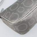Salvatore Ferragamo Hand Pouch Leather PVC Silver Auth BA9978V-15